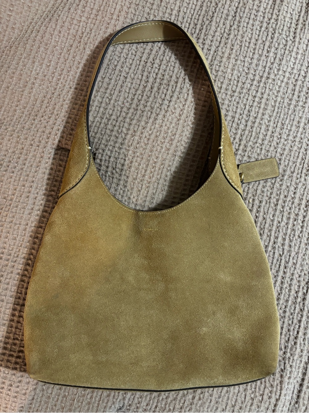 Coach Olive Green Suede Shoulder Bag